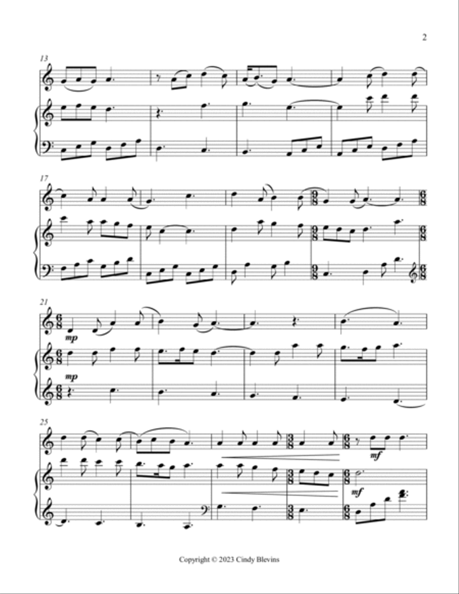 Scarborough Fair, Piano and Tin Whistle (D) Piano scores gallery preview page 3
