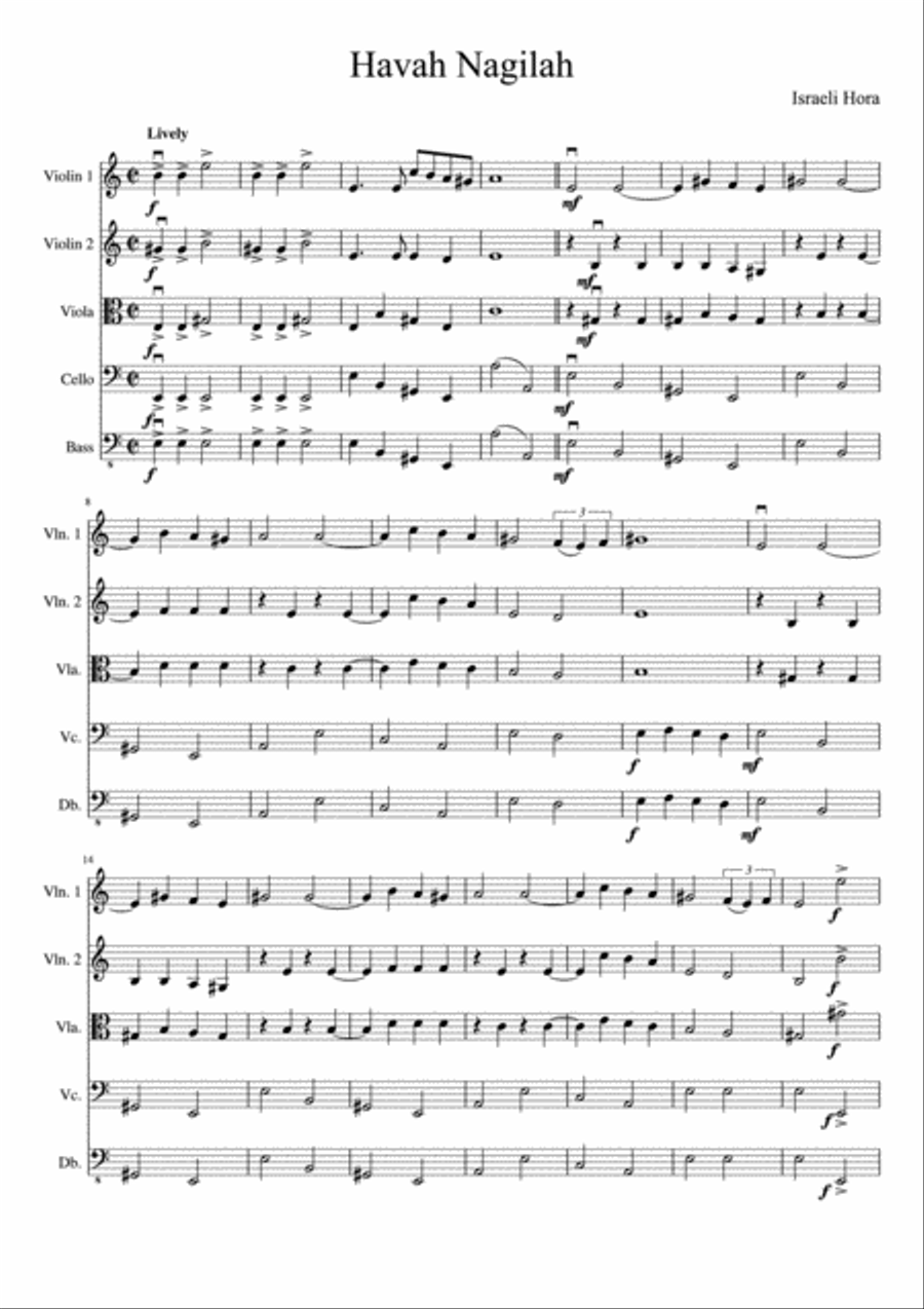 Havah Nagilah Havah Nagilah String Orchestra scores gallery preview page 2