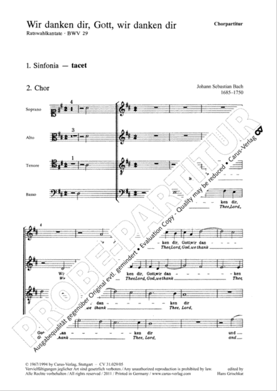 We thank Thee, Lord, God, we thank Thee, Lord (Wir danken dir, Gott, wir danken dir) 4-Part scores gallery preview page 2