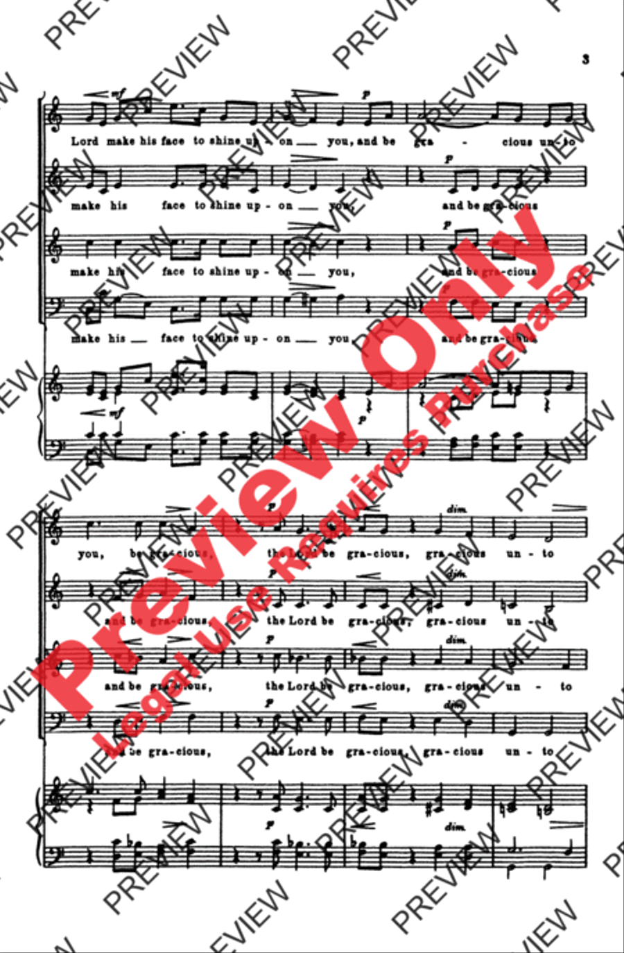The Lord Bless You and Keep You 4-Part scores gallery preview page 3