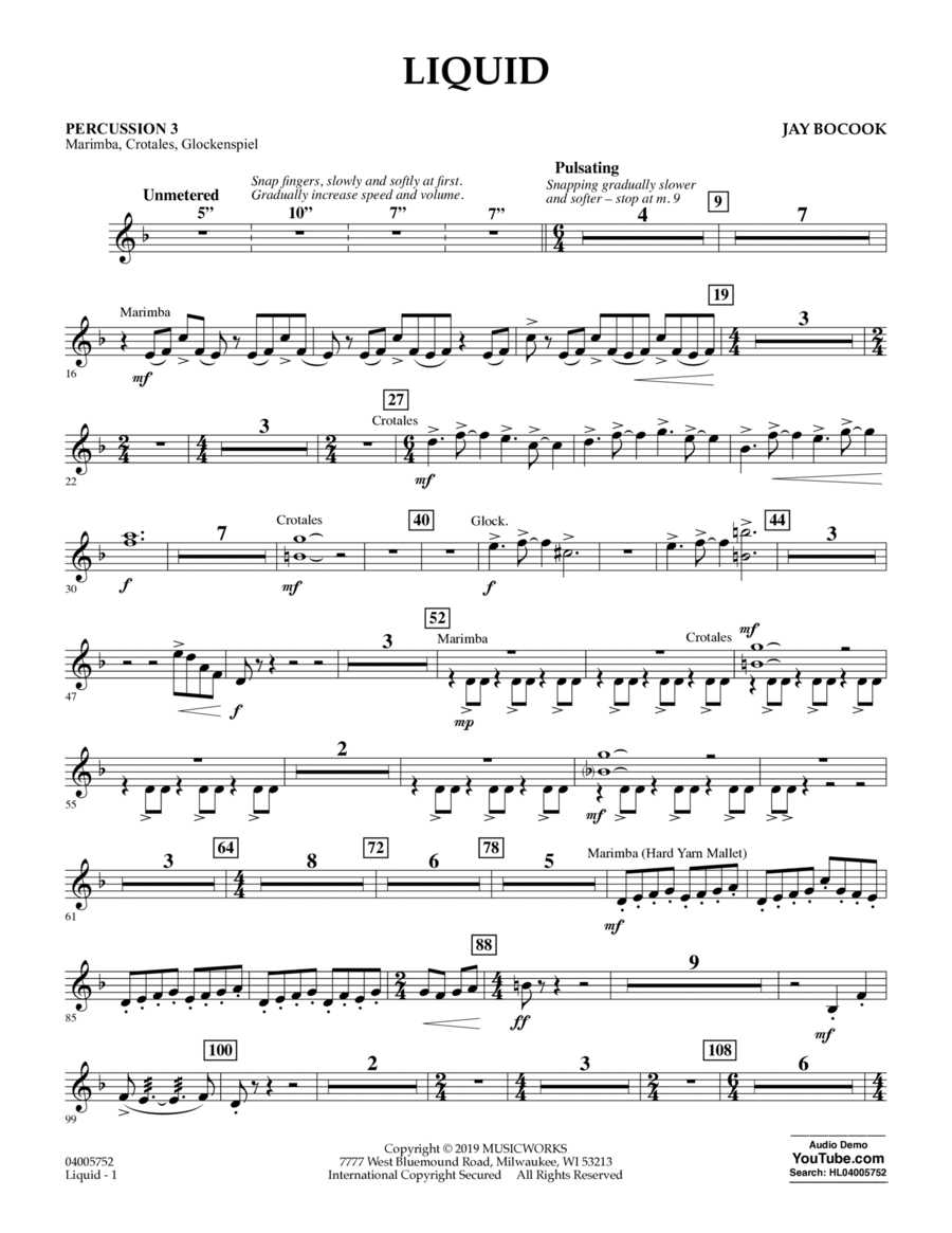 Liquid - Percussion 3 Percussion scores gallery preview page 1