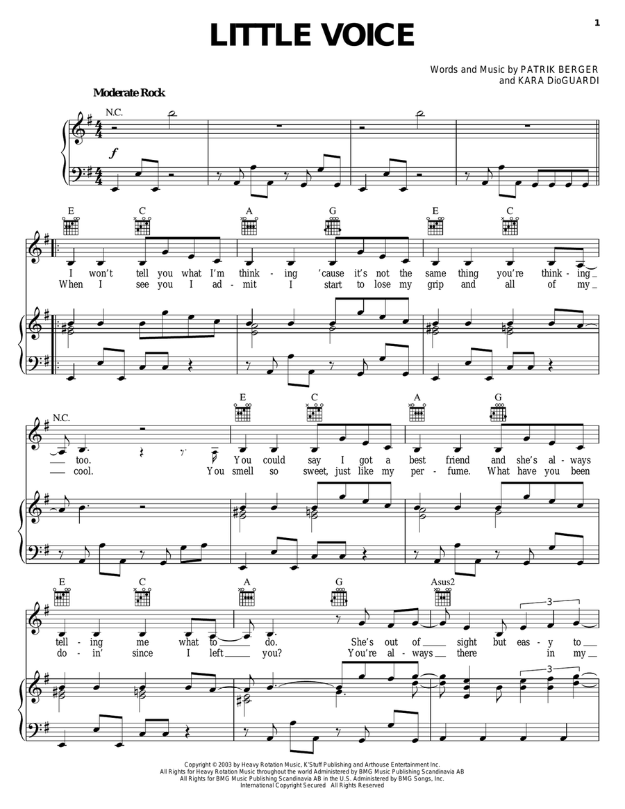 Little Voice Piano, Vocal, Guitar scores gallery preview page 1