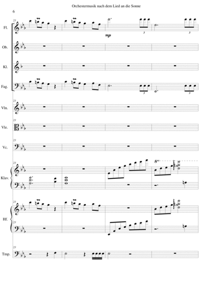 ATON part 6-Orchestermusik nach dem Lied an die Sonne - woodwind, strings, piano, harp, timpani by David Warin Solomons Harp - Digital Sheet Music