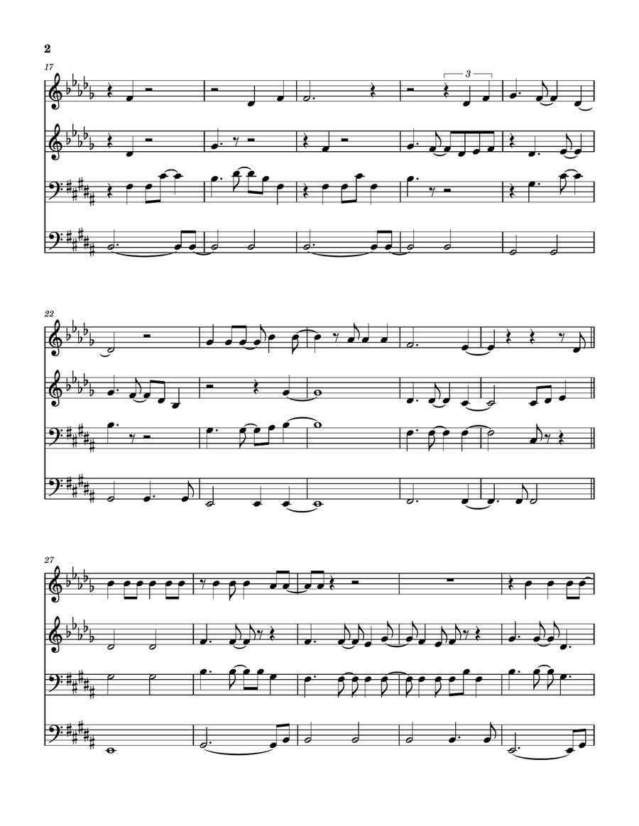 Medley: Faithfully with Separate Ways (Worlds Apart) Brass Quartet scores gallery preview page 3