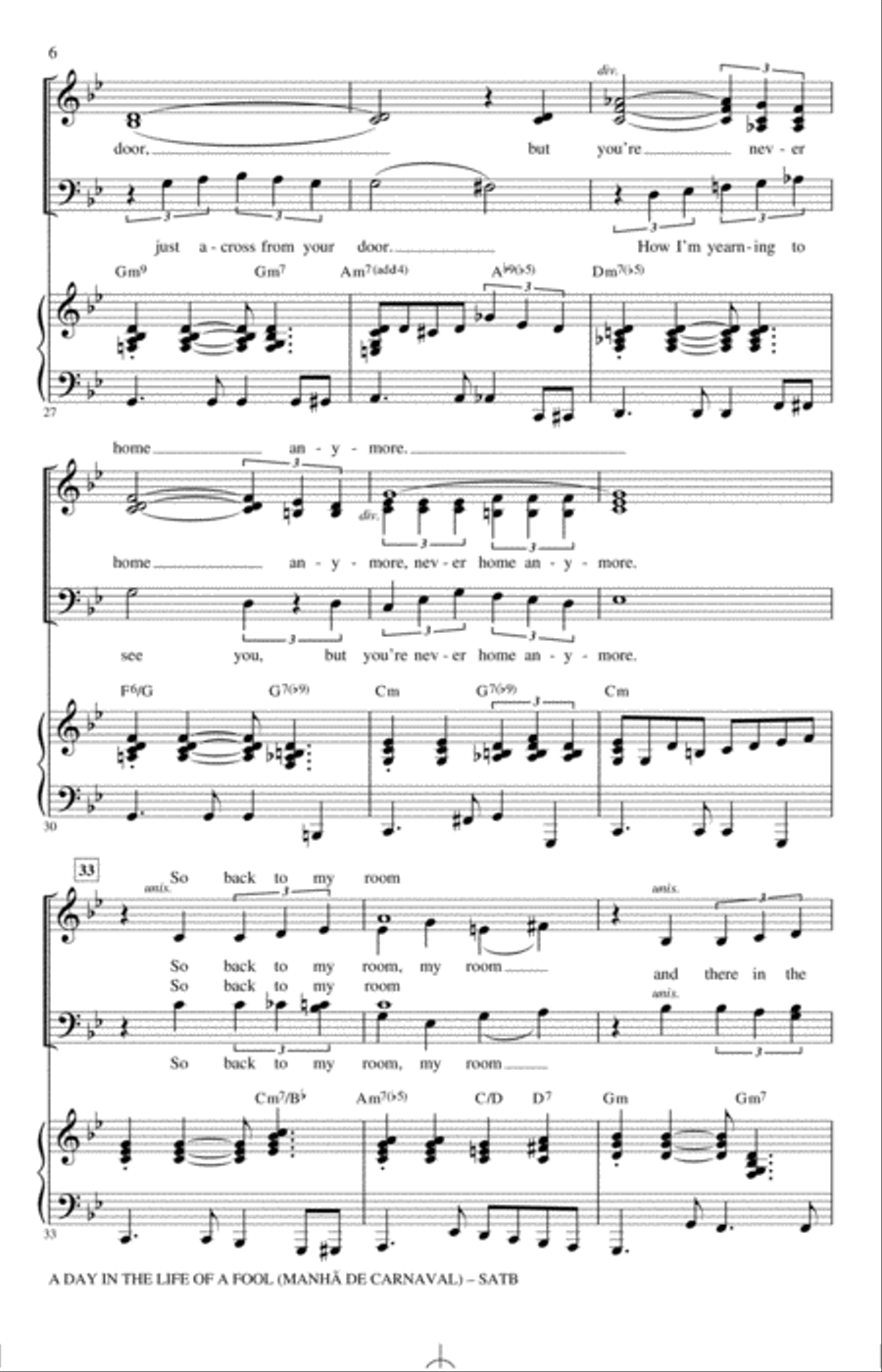 A Day In The Life Of A Fool (Manha De Carnaval) (arr. Kirby Shaw) 4-Part scores gallery preview page 4