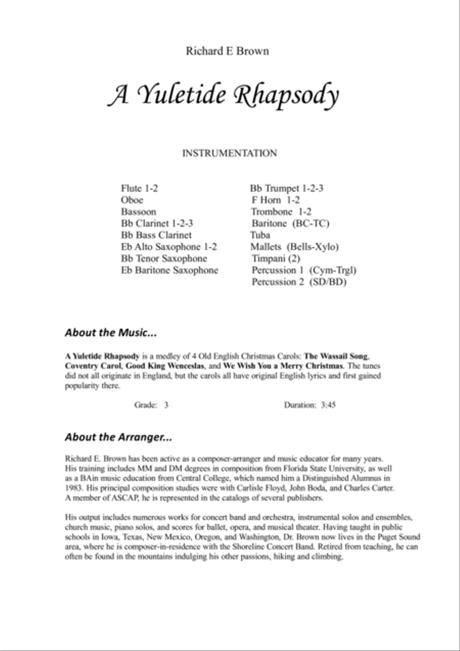 A Yuletide Rhapsody Concert Band scores gallery preview page 2