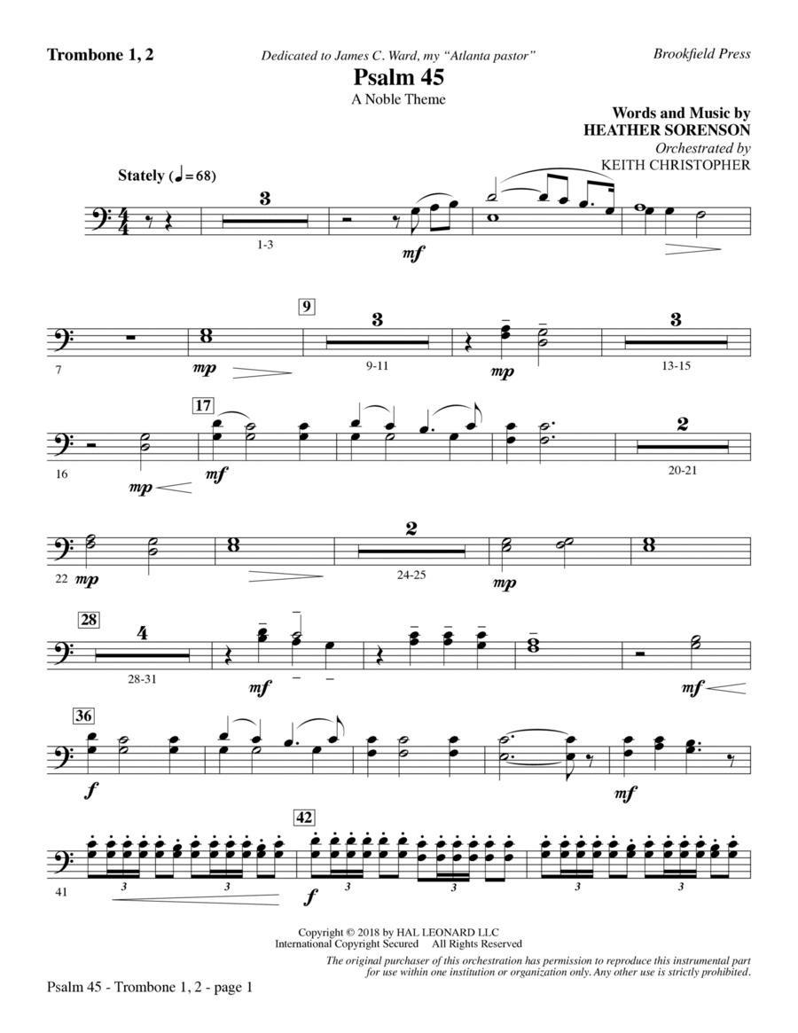 Psalm 45 - Trombone 1 & 2 Choir scores gallery preview page 1