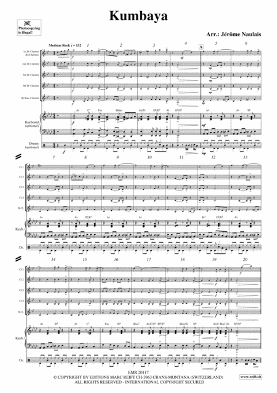 Kumbaya Clarinet Quintet scores gallery preview page 3