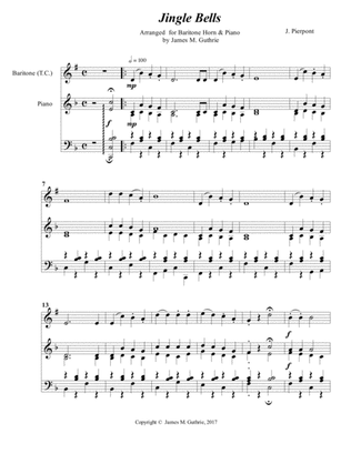 Jingle Bells for Baritone Horn & Piano