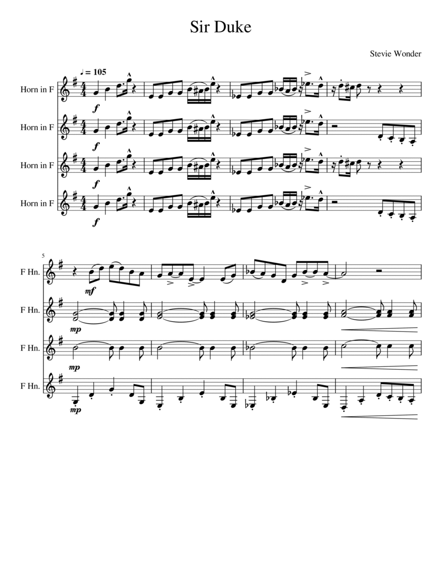Sir Duke Brass Ensemble scores gallery preview page 1