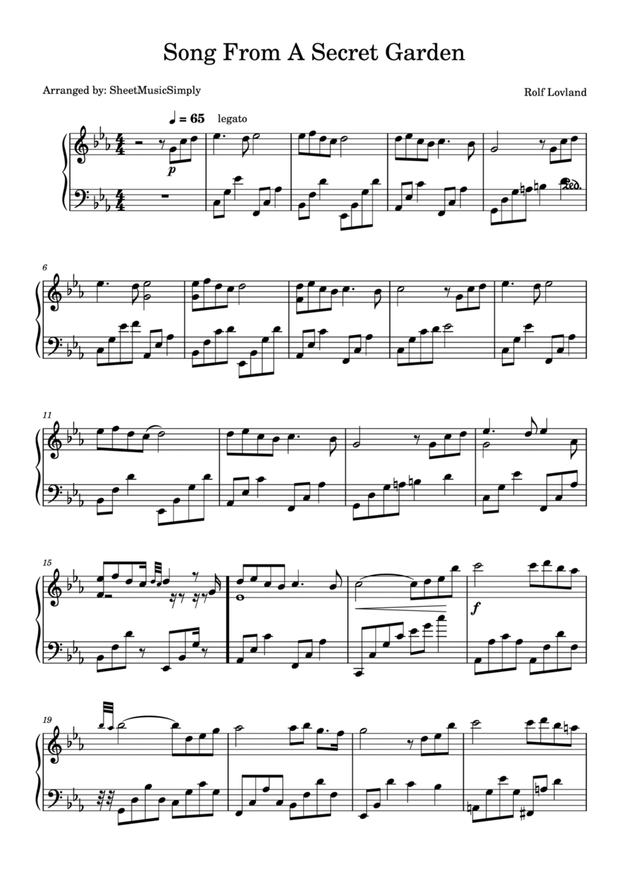 Song From A Secret Garden (korean Version) Piano Solo scores gallery preview page 1