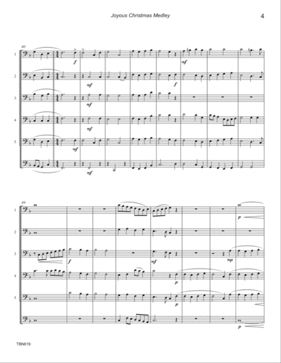JOYOUS CHRISTMAS MEDLEY - Trombone Quartet/Quintet or Low Brass Ensemble Brass Ensemble scores gallery preview page 4