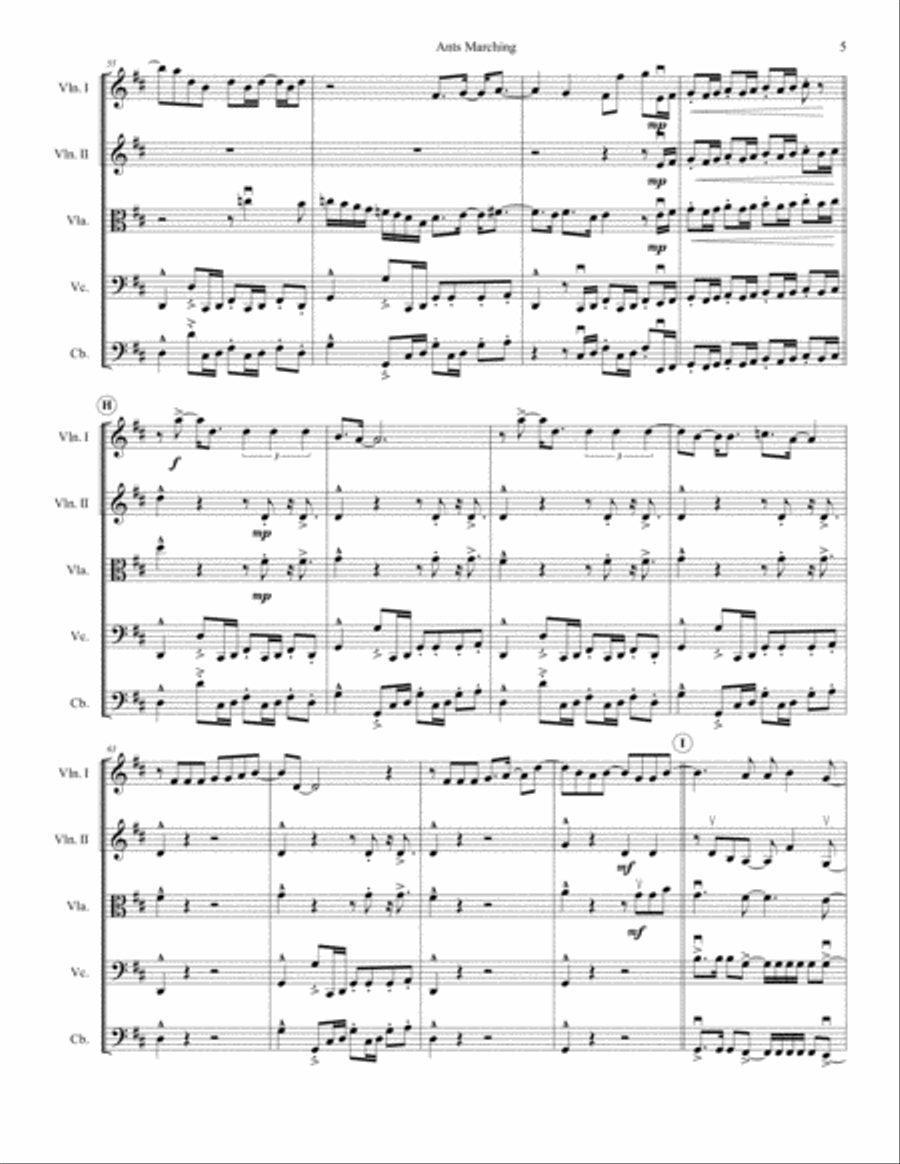 Ants Marching String Quartet scores gallery preview page 6