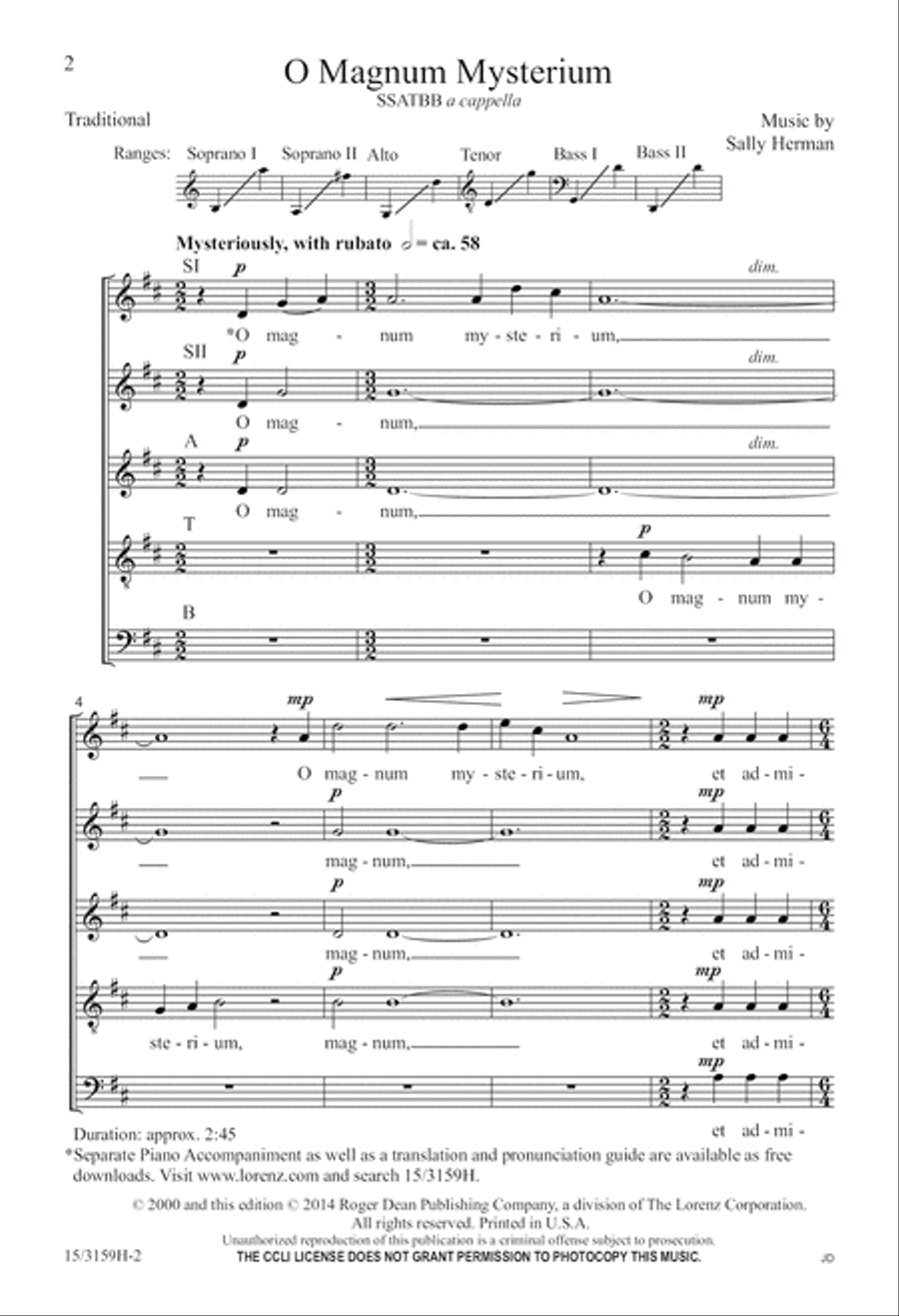 O Magnum Mysterium O Magnum Mysterium A Cappella scores gallery preview page 2