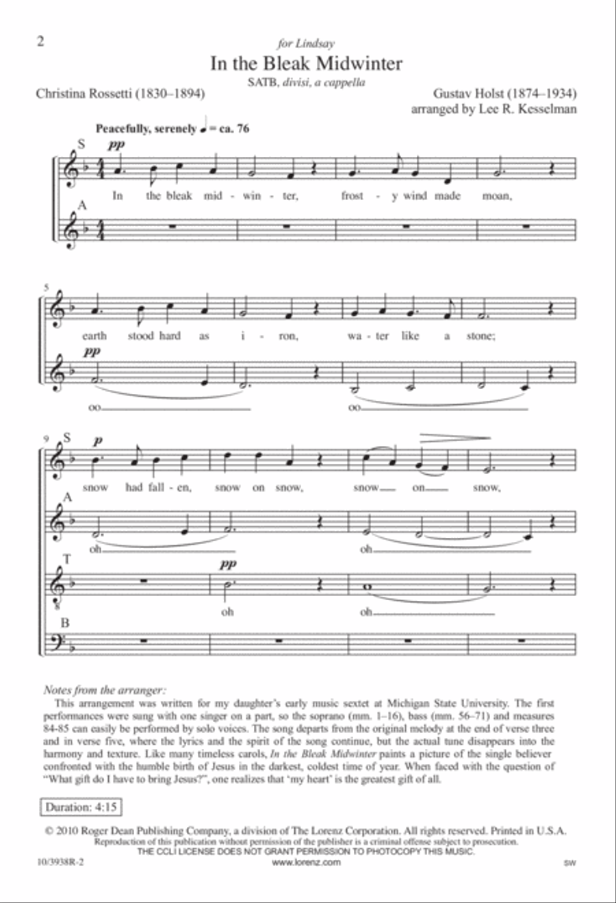 In the Bleak Midwinter Divisi scores gallery preview page 2