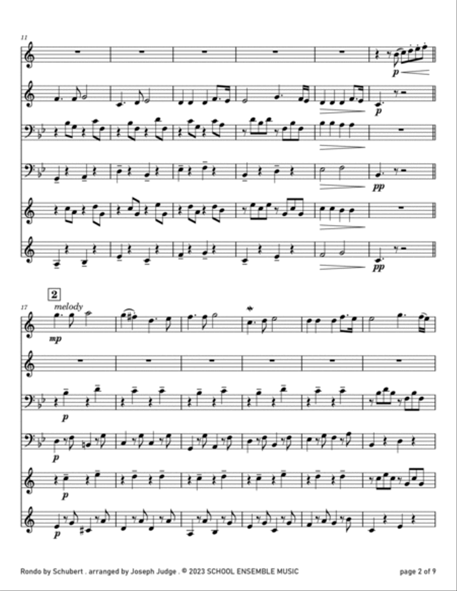 Rondo by Schubert for Brass Quartet in Schools Brass Quartet scores gallery preview page 2
