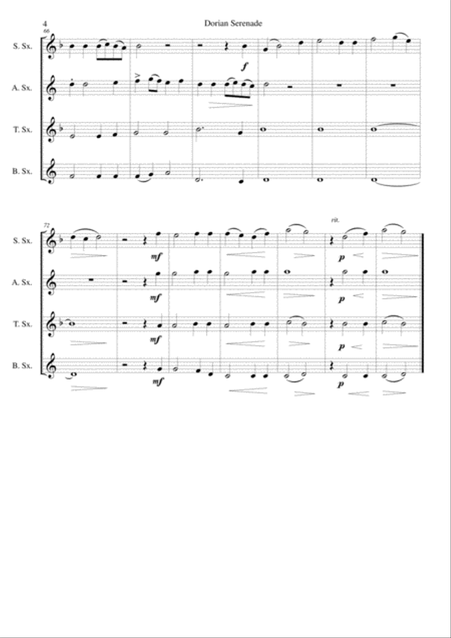 Dorian Serenade (The Lord is my Shepherd) for saxophone quartet Saxophone Quartet scores gallery preview page 4