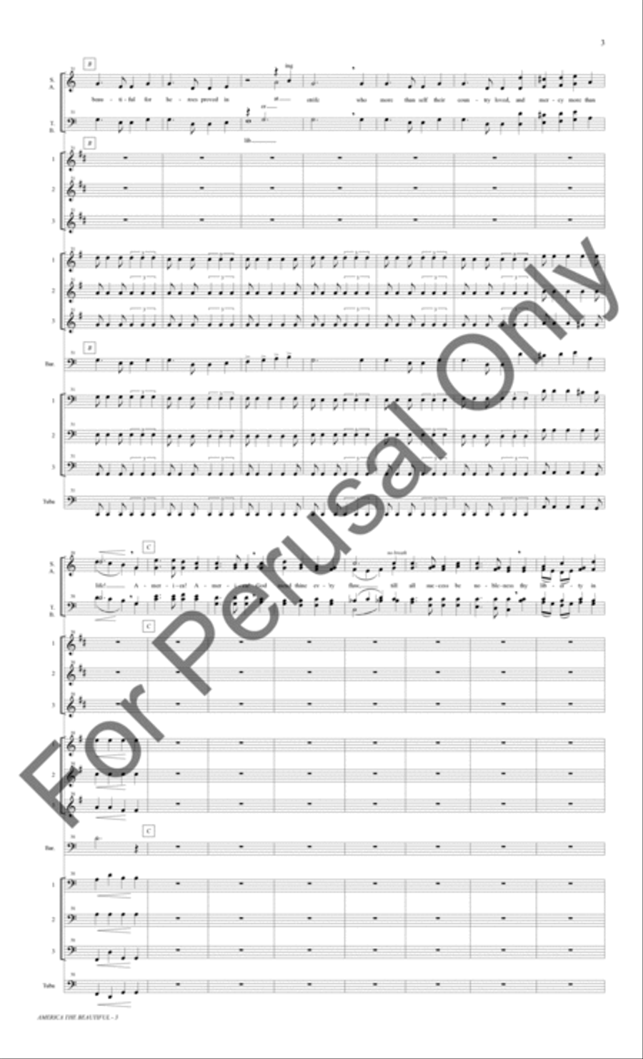 America The Beautiful (Small Brass Ensemble Score/Parts) Choir scores gallery preview page 4