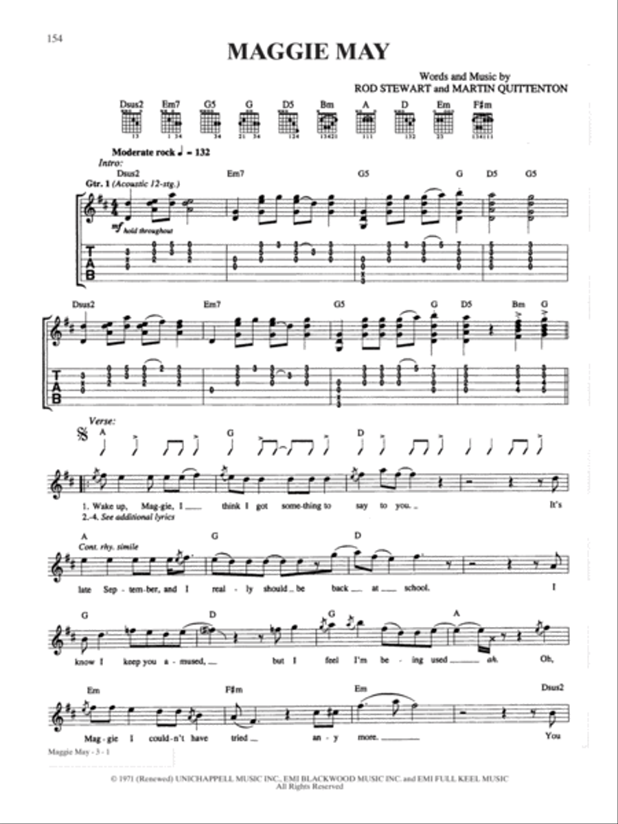 Maggie May Guitar Tablature scores gallery preview page 1