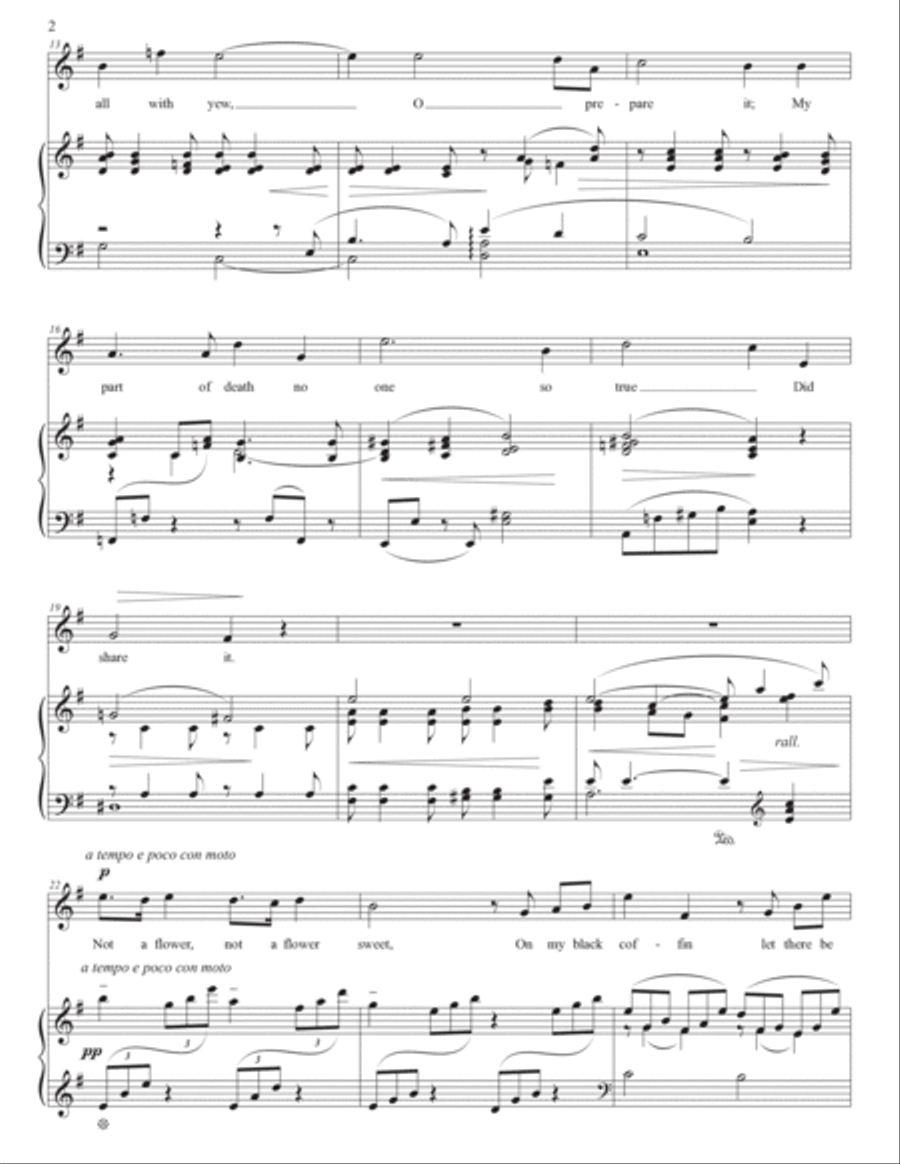 QUILTER: Come away, Death (transposed to 9 keys: E, E-flat, D, C-sharp, C, B, B-flat, A, A-flat min) Voice scores gallery preview page 3