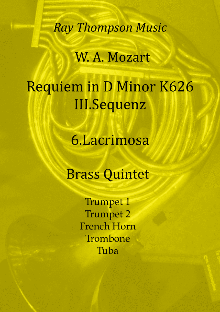 Mozart: Requiem in D minor K626 III.Sequenz No.6 Lacrimosa - brass quintet Brass Quintet scores gallery preview page 1