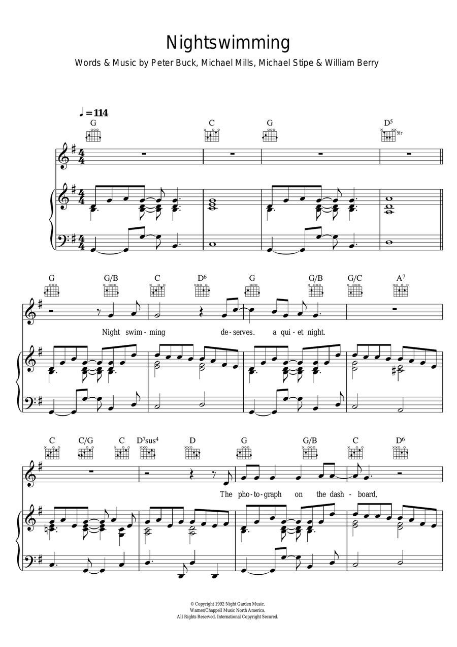 Nightswimming Acoustic Guitar scores gallery preview page 1