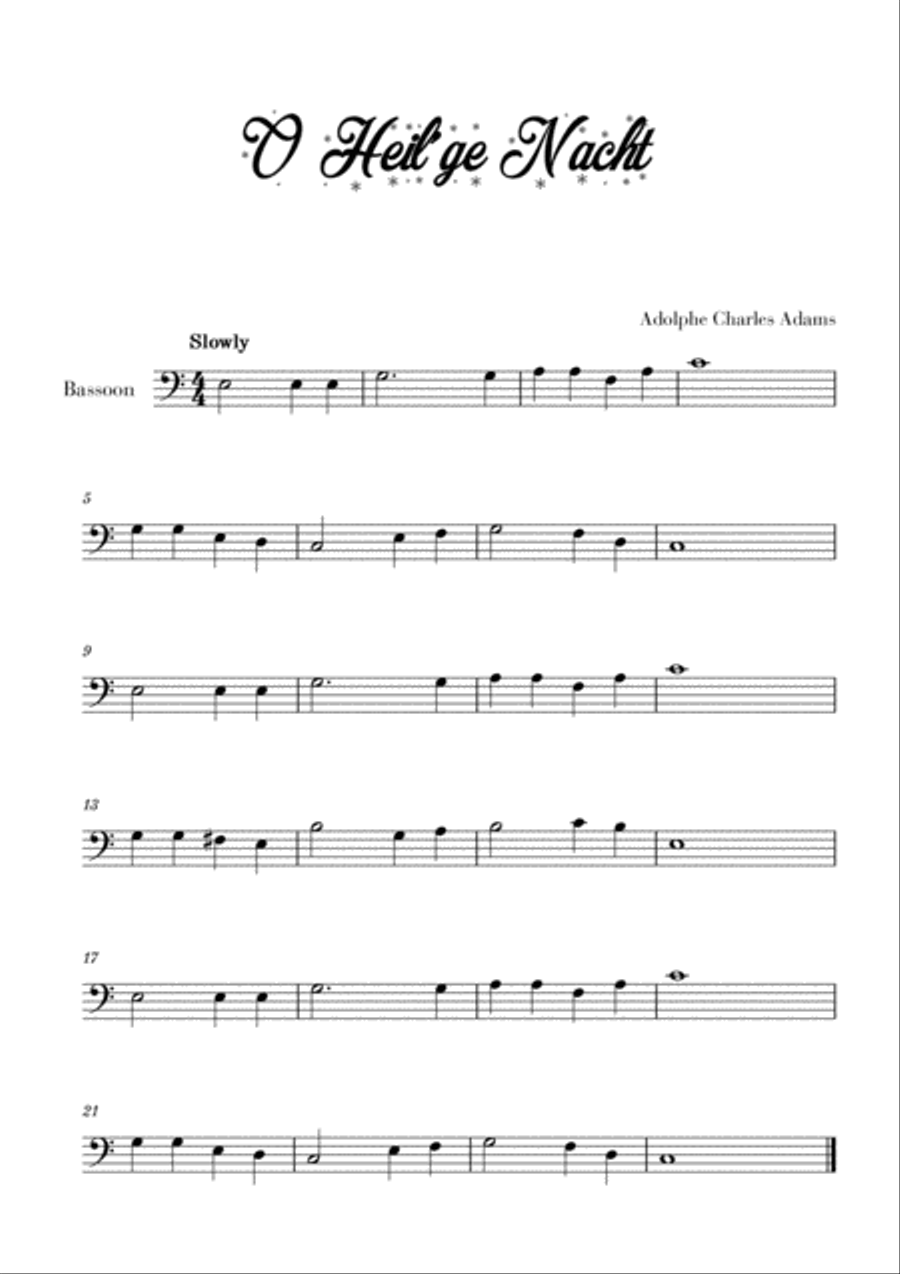 O Heil’ge Nacht (for Bassoon) Bassoon Solo scores gallery preview page 1
