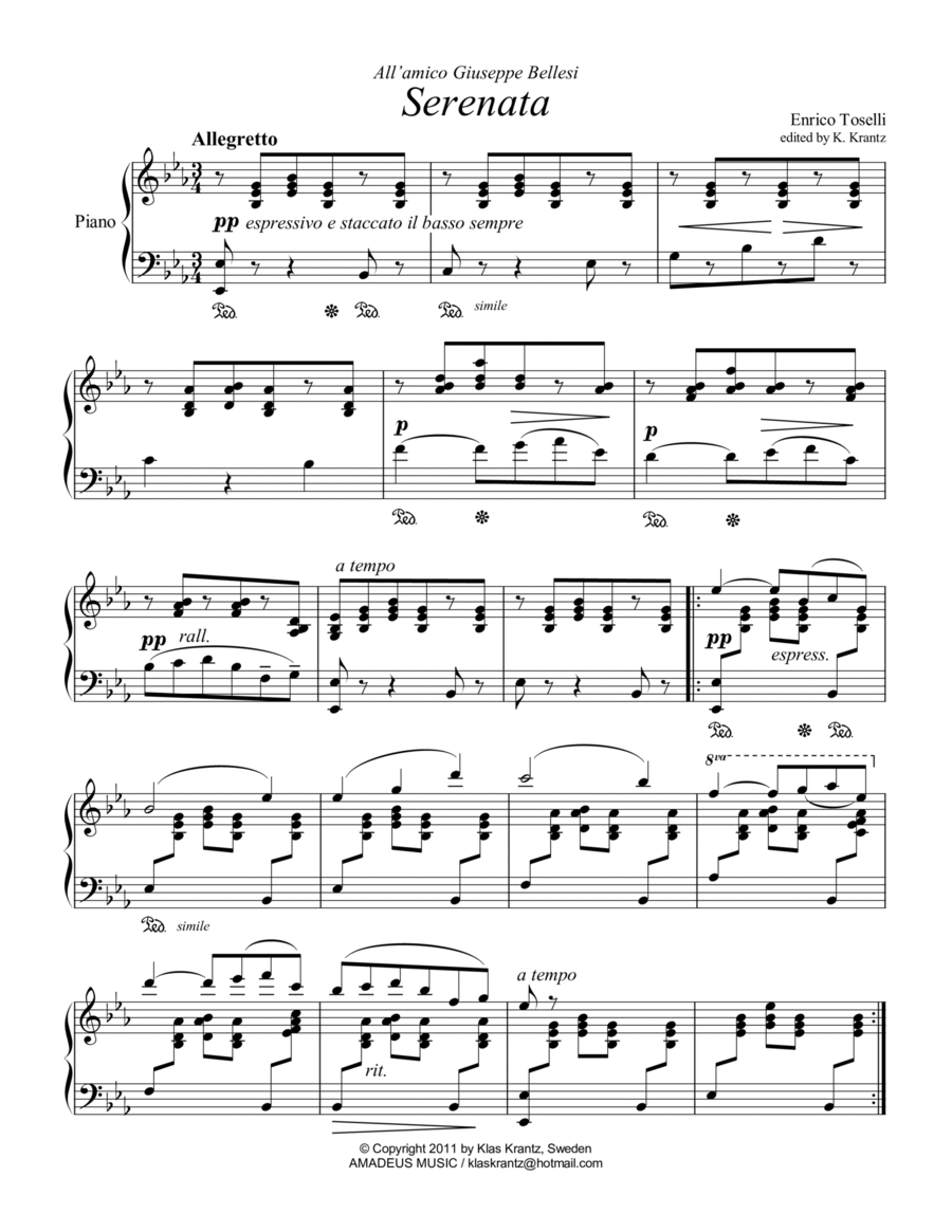Serenata Rimpianto Op. 6 for piano solo image number null