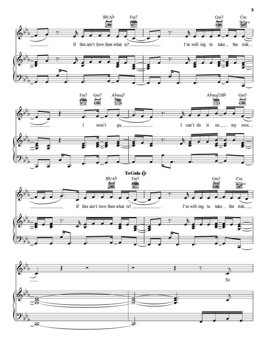 He Won't Go Piano, Vocal, Guitar scores gallery preview page 3