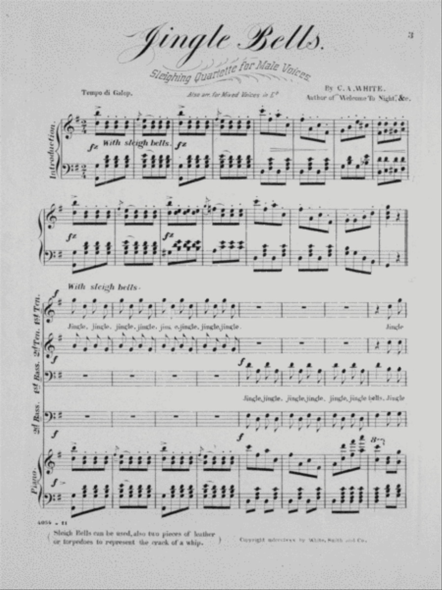 Jingle Bells. Sleighing Quartette Voice scores gallery preview page 2