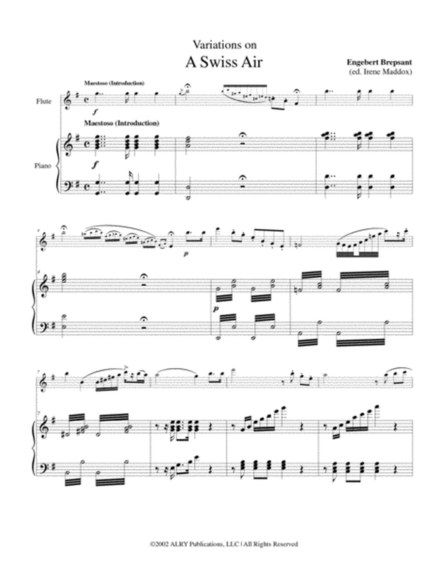 Variations on A Swiss Air for Flute and Piano