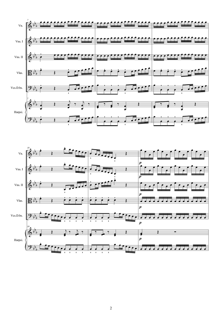 Vivaldi - Concerto No.5 in E flat - La tempesta di mare - RV 253 Op.8 for Violin, Strings and Contin Chamber Orchestra scores gallery preview page 2