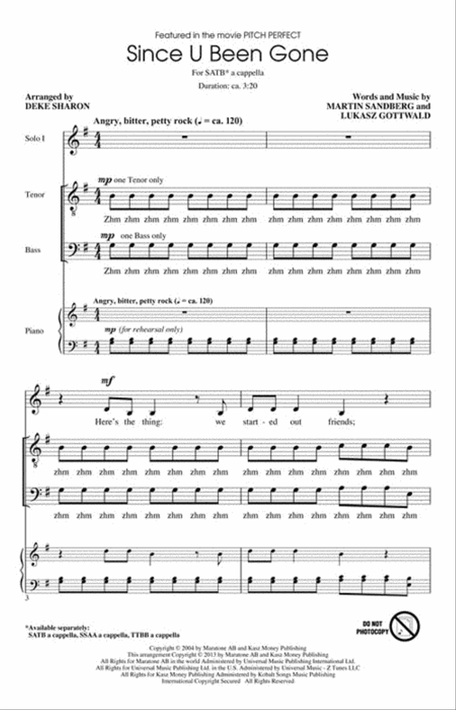 Since U Been Gone Divisi scores gallery preview page 2