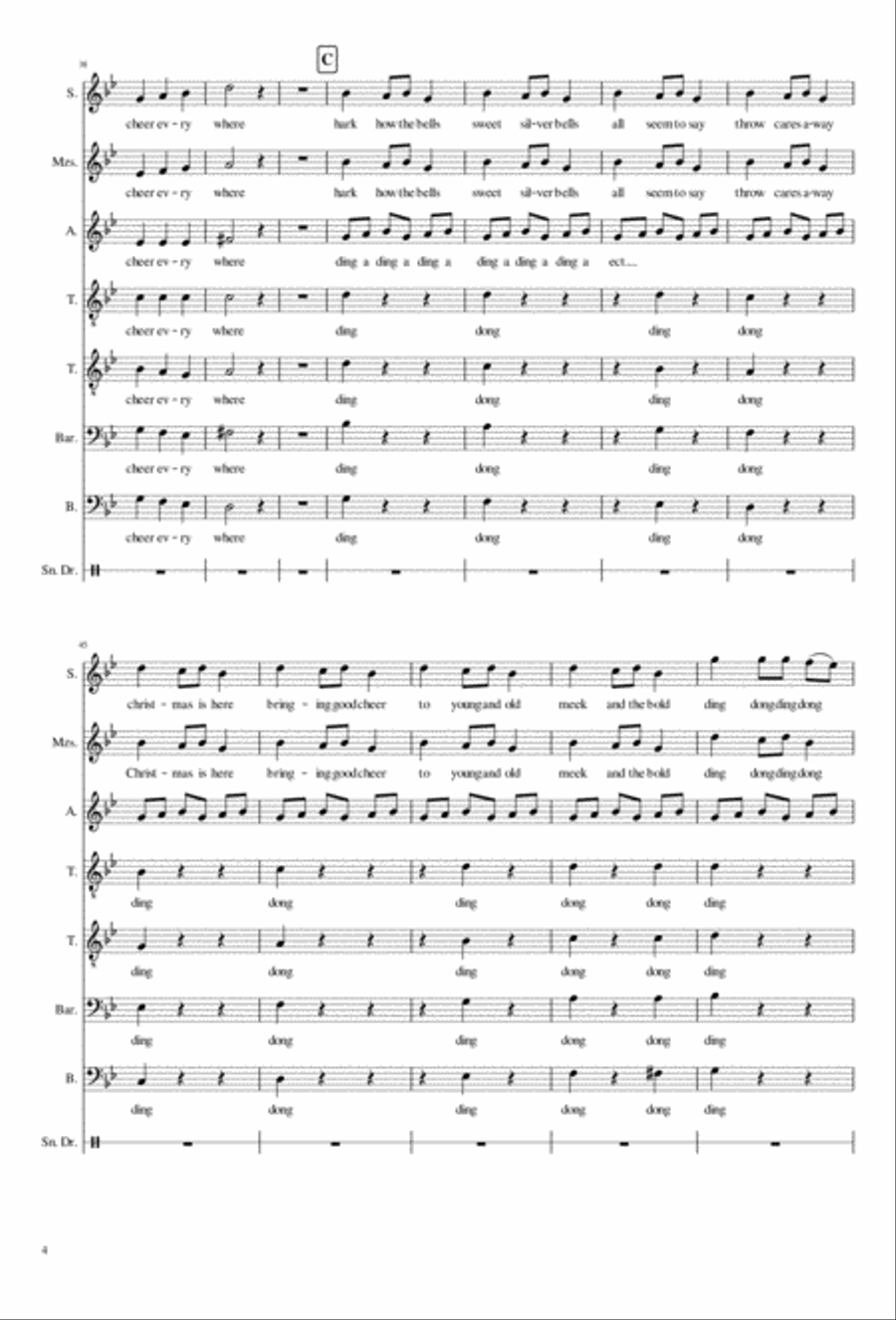 Holiday Piece (carol Of The Bells) Divisi scores gallery preview page 4