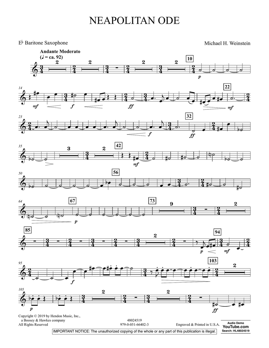 Neapolitan Ode - Eb Baritone Saxophone
