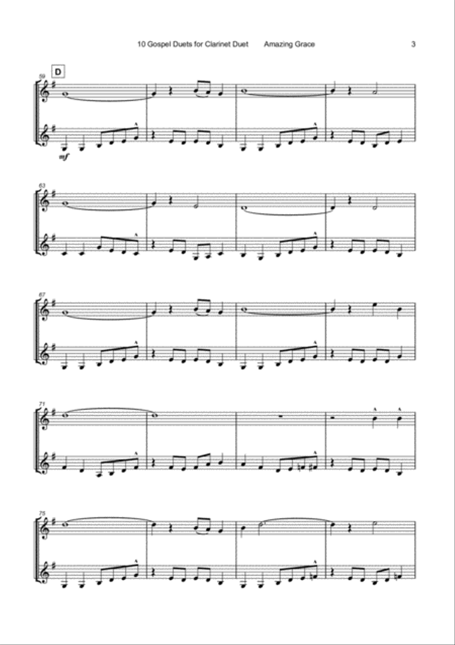 10 Gospel Duets for Clarinet Clarinet Duet scores gallery preview page 5