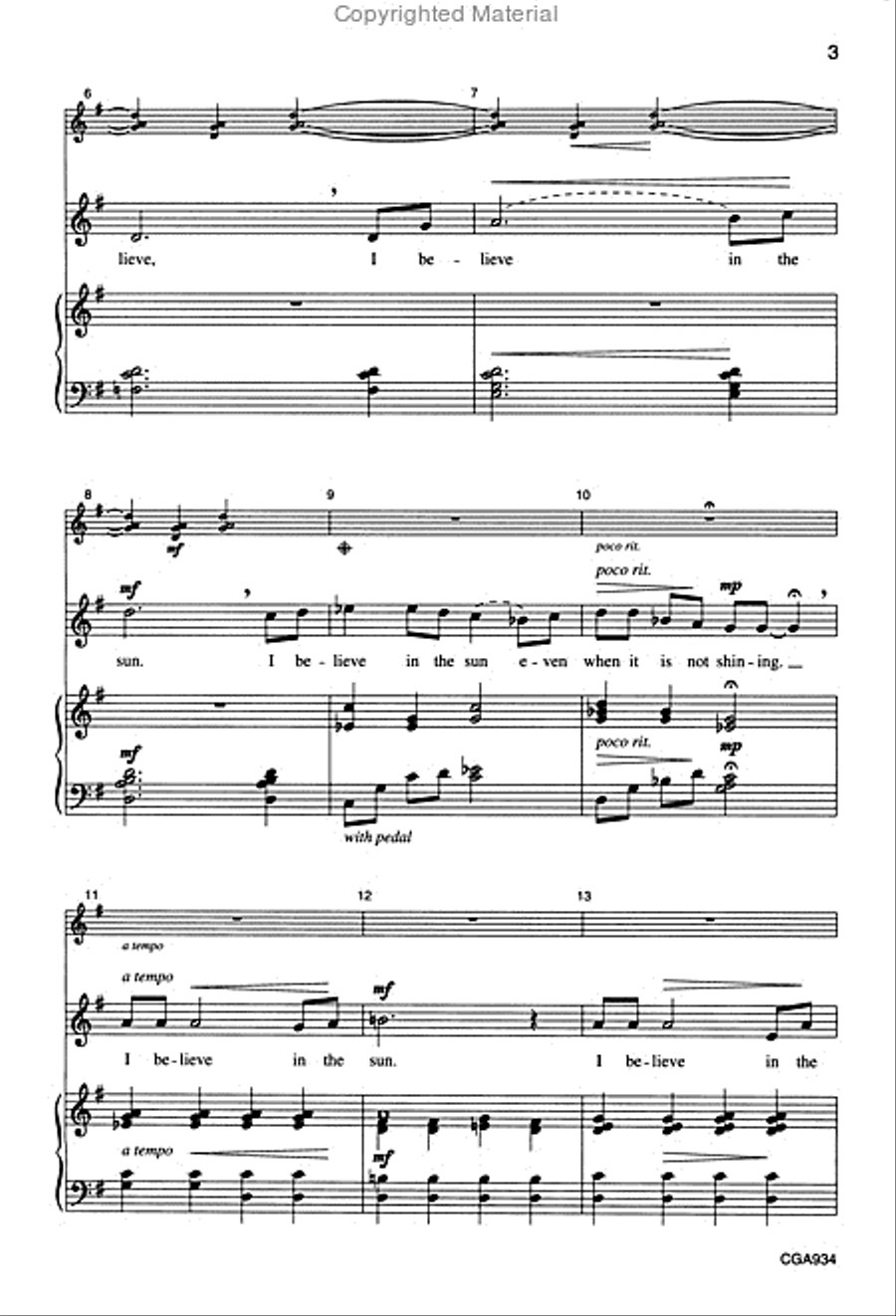 I Believe in the Sun I Believe in the Sun Unison Choir scores gallery preview page 3