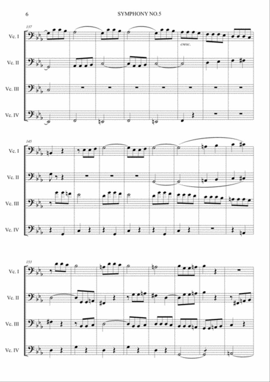 Symphony No.5 Op.67 Hard Version Cello scores gallery preview page 6