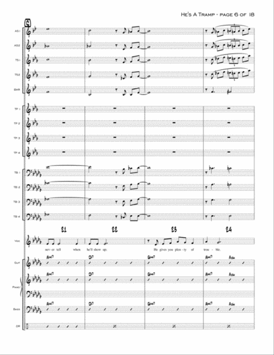He's A Tramp from LADY AND THE TRAMP Jazz Ensemble scores gallery preview page 6