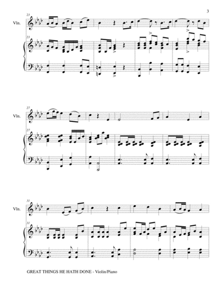 GREAT THINGS HE HATH DONE (Violin with Piano - Score & Part included) image number null