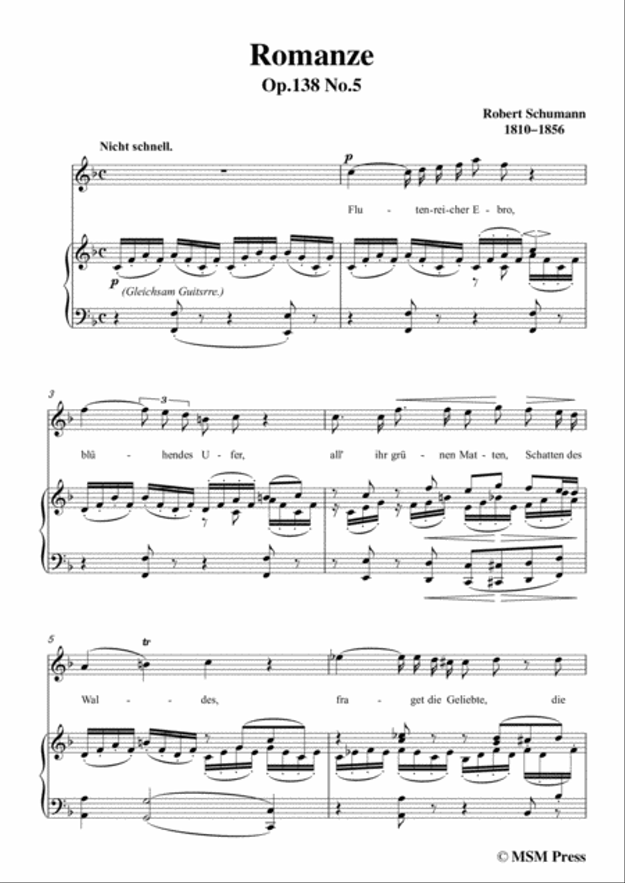 Schumann-Romanze,in F Major,for Voice and Piano Voice Solo scores gallery preview page 3
