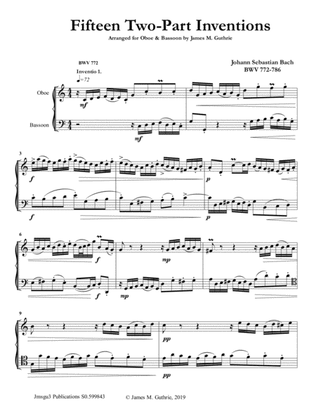 Bach: 15 Two-Part Inventions for Oboe & Bassoon