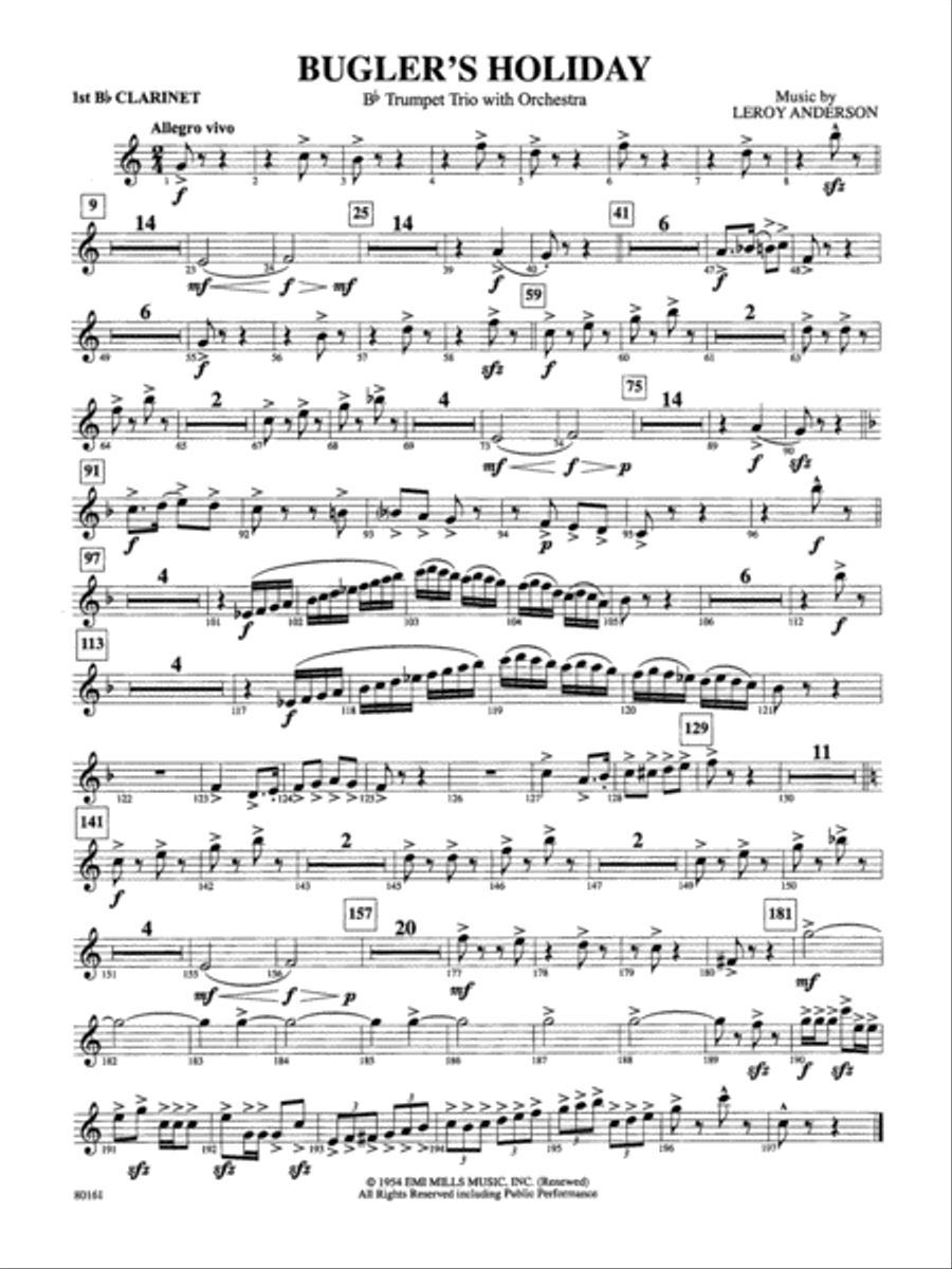 Bugler's Holiday: 1st B-flat Clarinet Full Orchestra scores gallery preview page 1