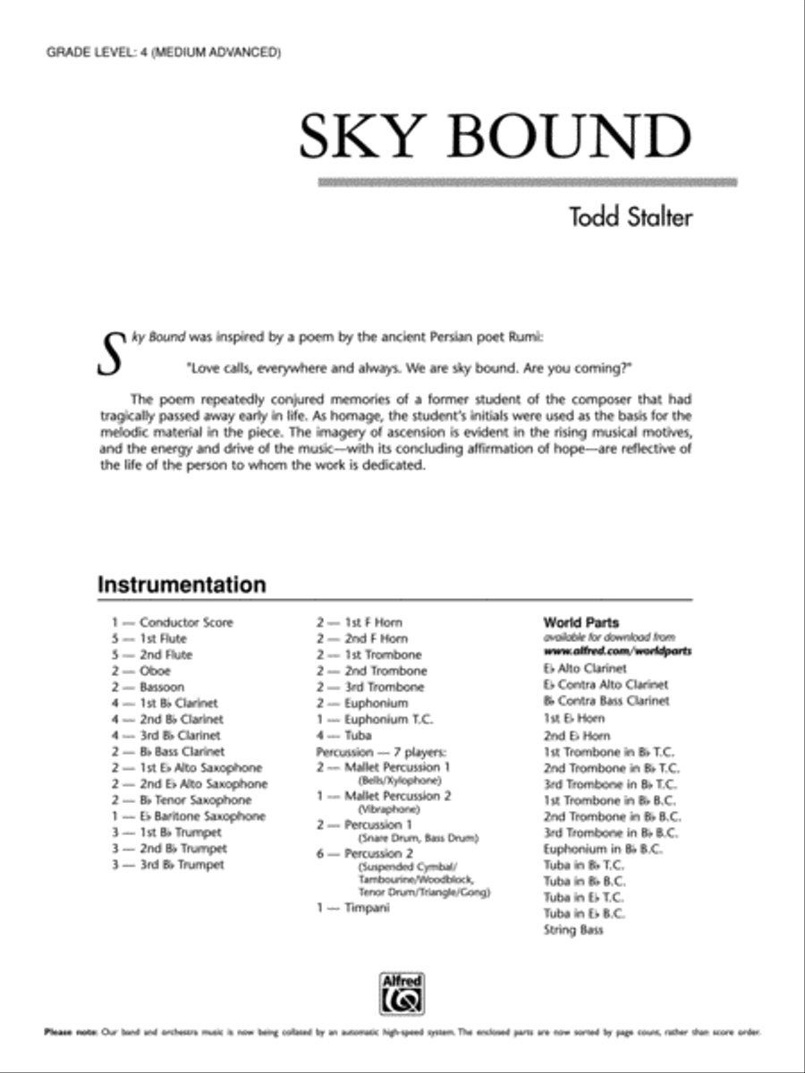 Sky Bound: Score Concert Band scores gallery preview page 1