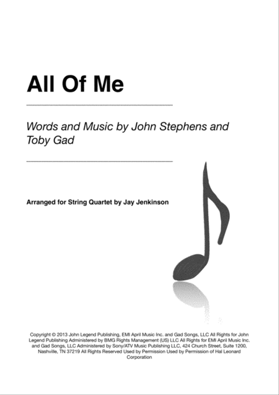 All Of Me String Quartet scores gallery preview page 1