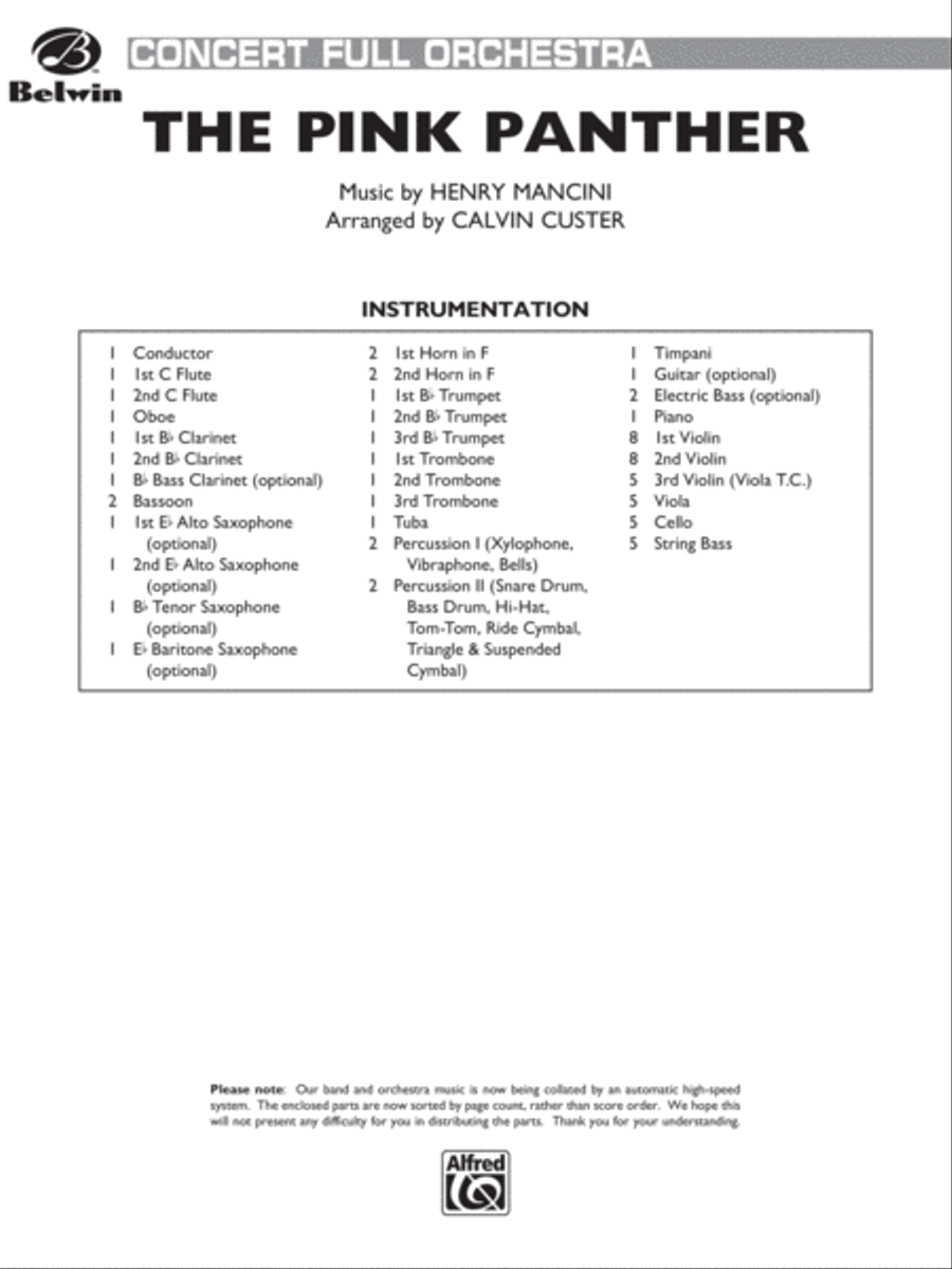 The Pink Panther: Score Full Orchestra scores gallery preview page 1