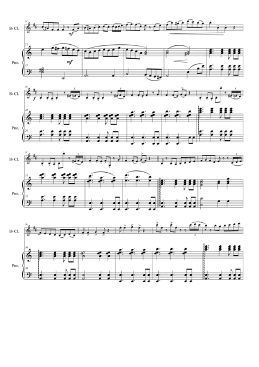 Folk Song Snapshots for Clarinet and Piano Clarinet scores gallery preview page 2
