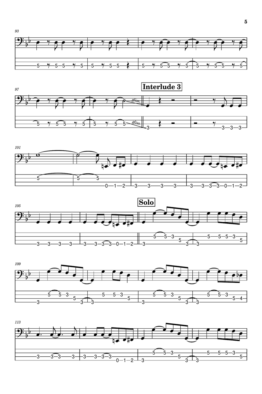 Burn Burn Bass Guitar Tablature scores gallery preview page 5