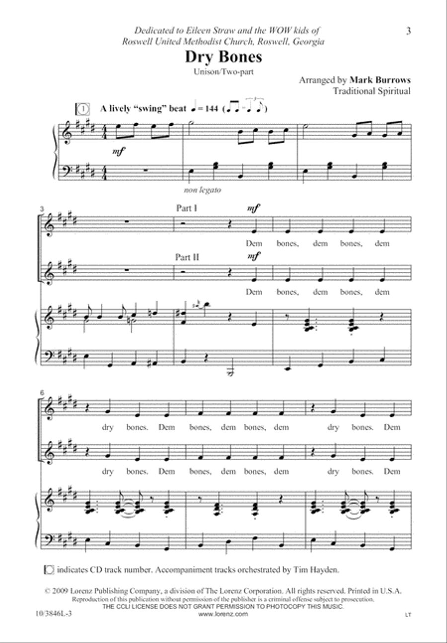 Dry Bones Dry Bones Unison Choir scores gallery preview page 4