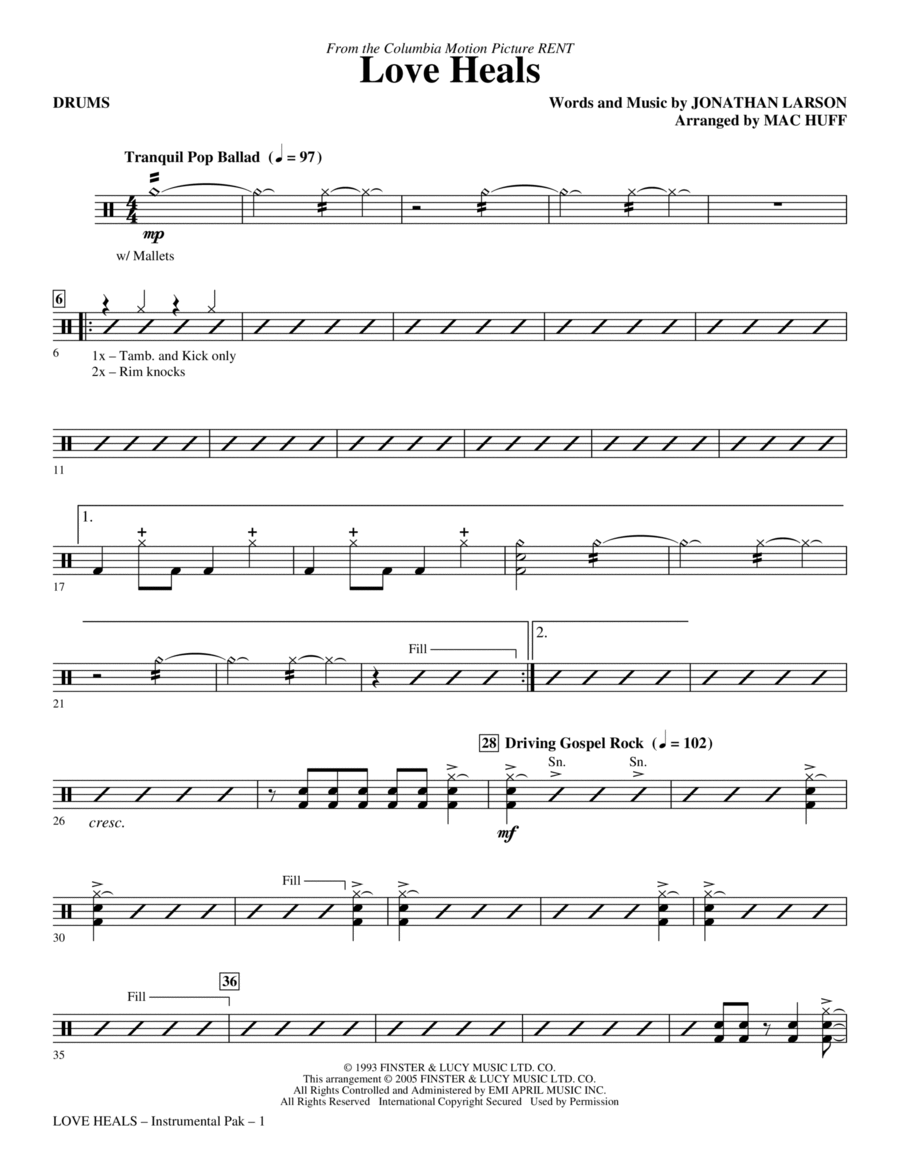 Love Heals - Drums Choir scores gallery preview page 1
